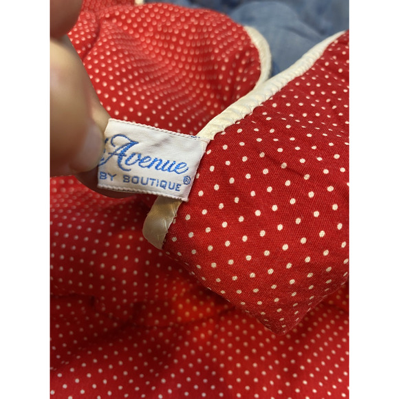 Saks Fifth Avenue Baby Boutique Vintage Train Blanket Blue Red & White Polka Dot - Picture 5 of 11